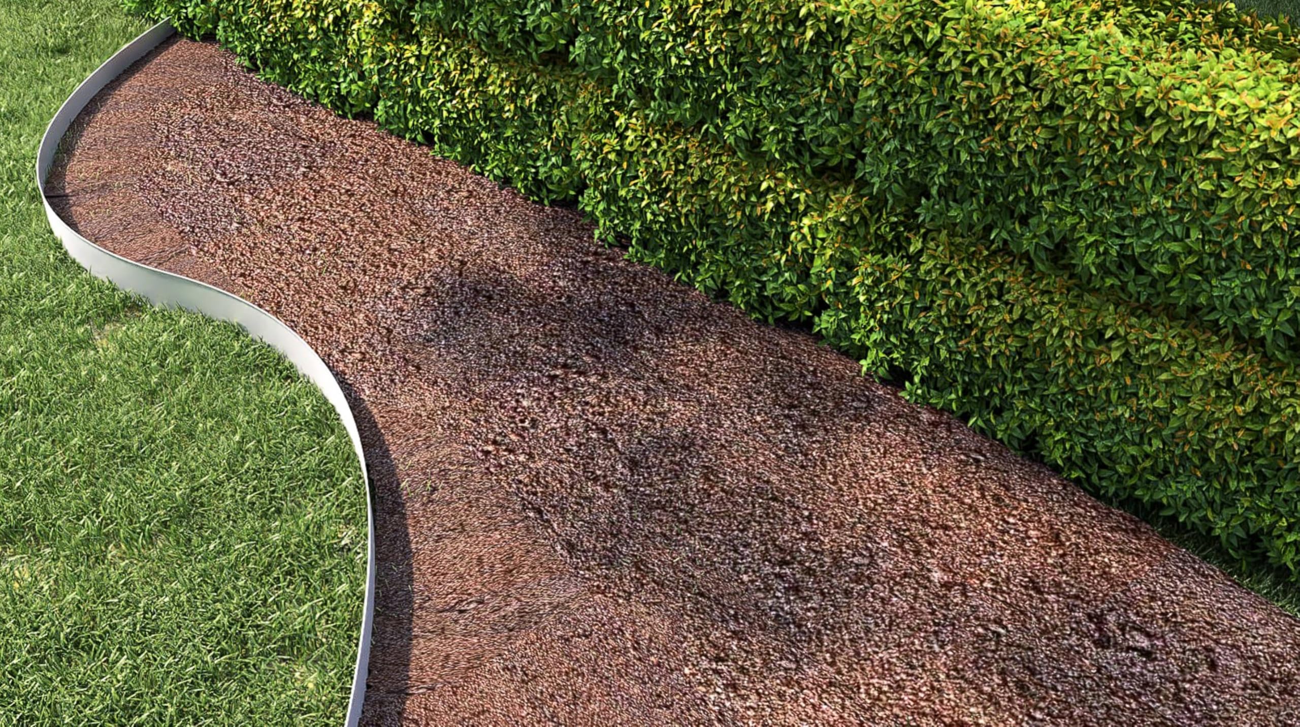 ACXIN Metall Rasenkante 15 cm hoch, verzinkte Oberfläche, Vielseitige Beeteinfassung für Rindenmulch, als Mähkante oder Baumring, Robust, Flexibel und Schnell zu Installieren(Silber, 20M)