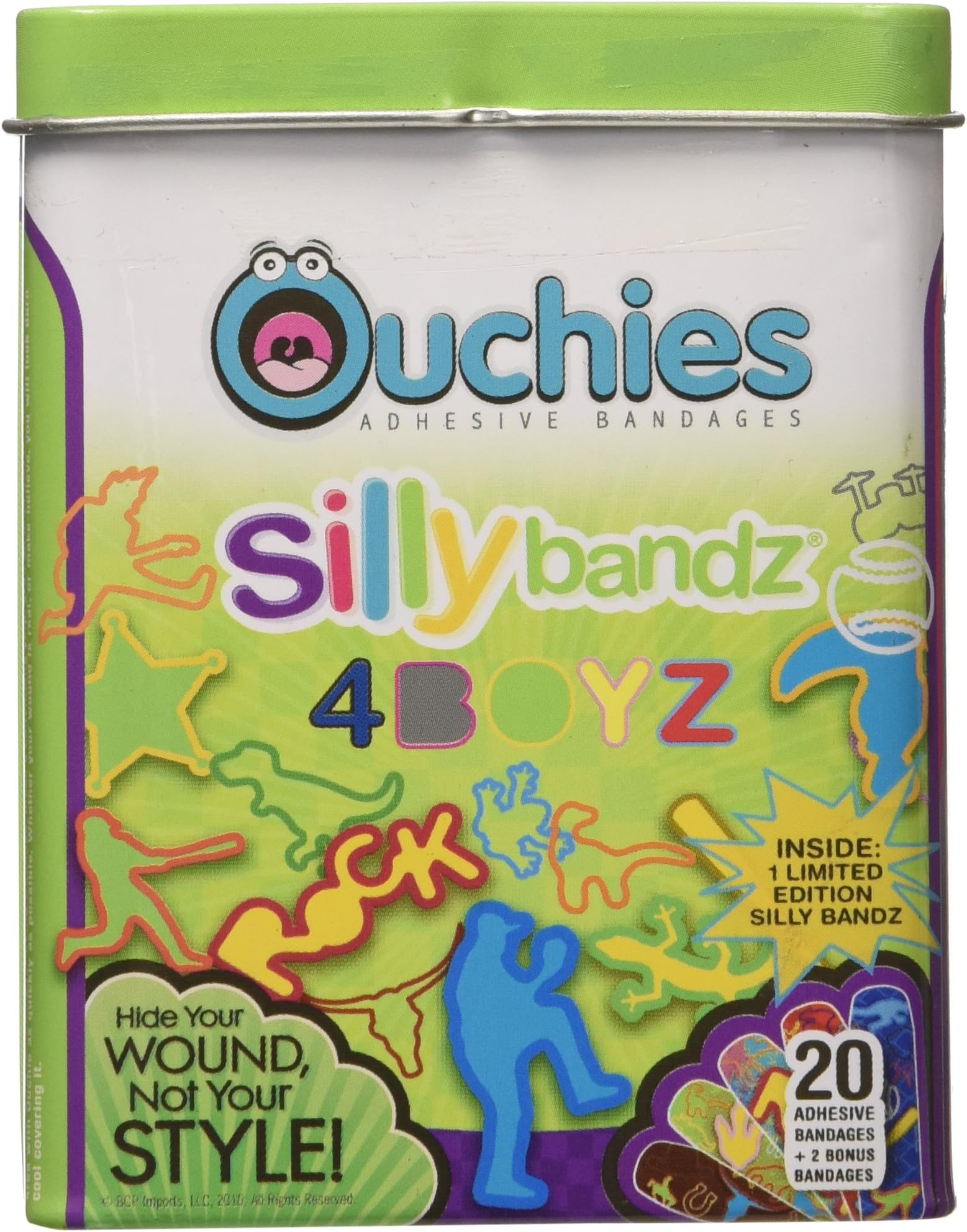 Ouchies Silly Bandz, Bandaids, 4 Boyz (Box of 20)