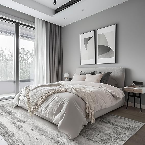 BEIMO Area Rugs 8x10 for Living Room Bedroom Machine Washable Large Gray Area Rug Abstract Soft Throw Rug, Indoor Floor Cover, Lightweight Non Slip Backing Thin Rug