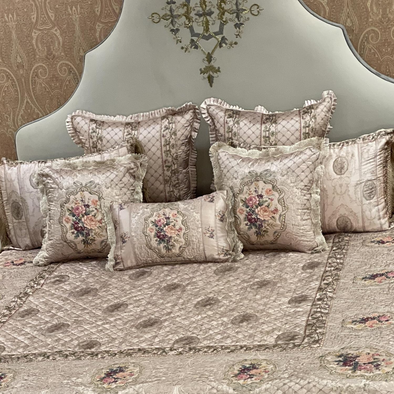 Antique Floral Bedcover Set -3 pc