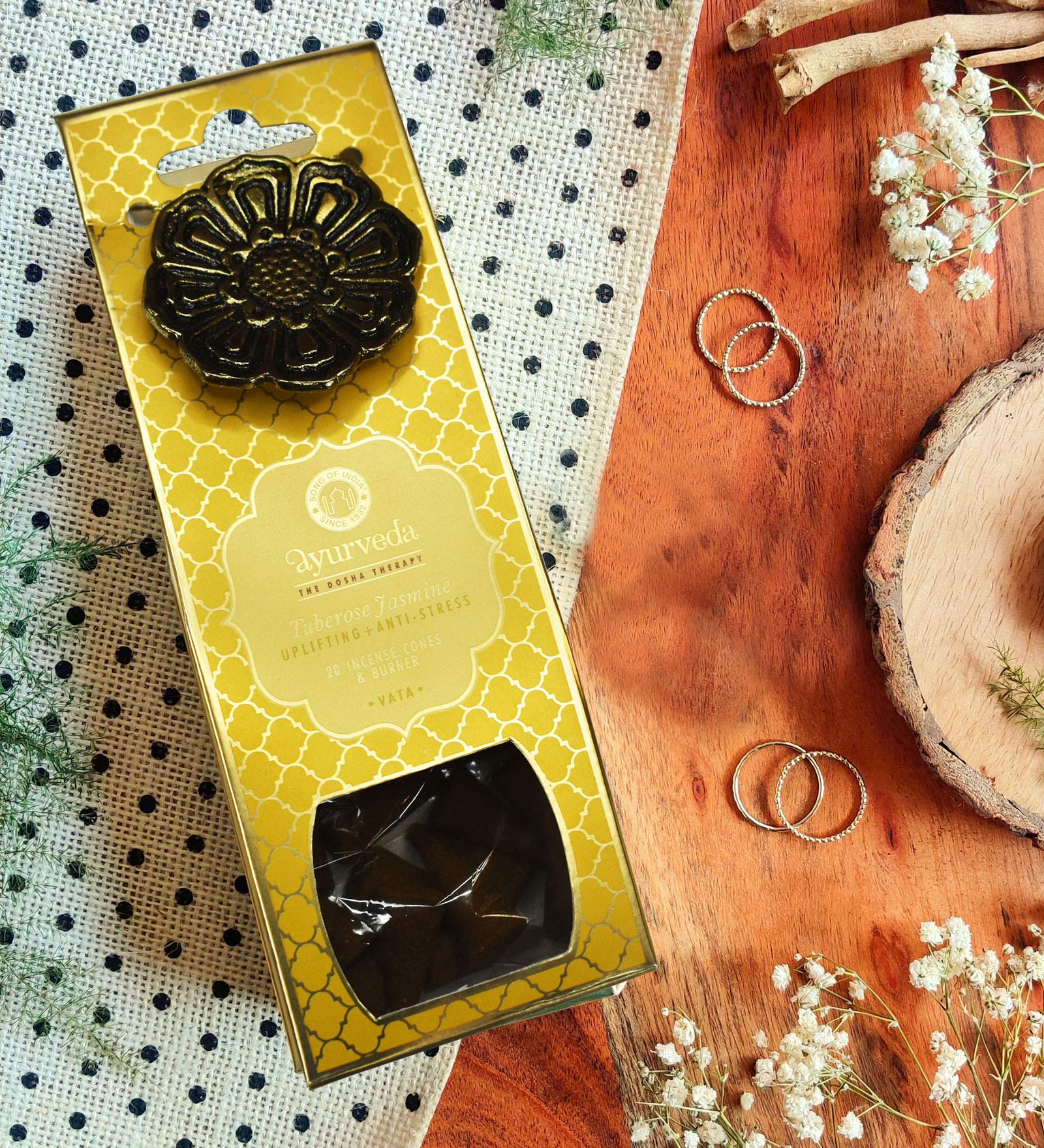 Song of India Luxurious Veda 20 Incense Cones with Holder… (Tuberose Jasmine)