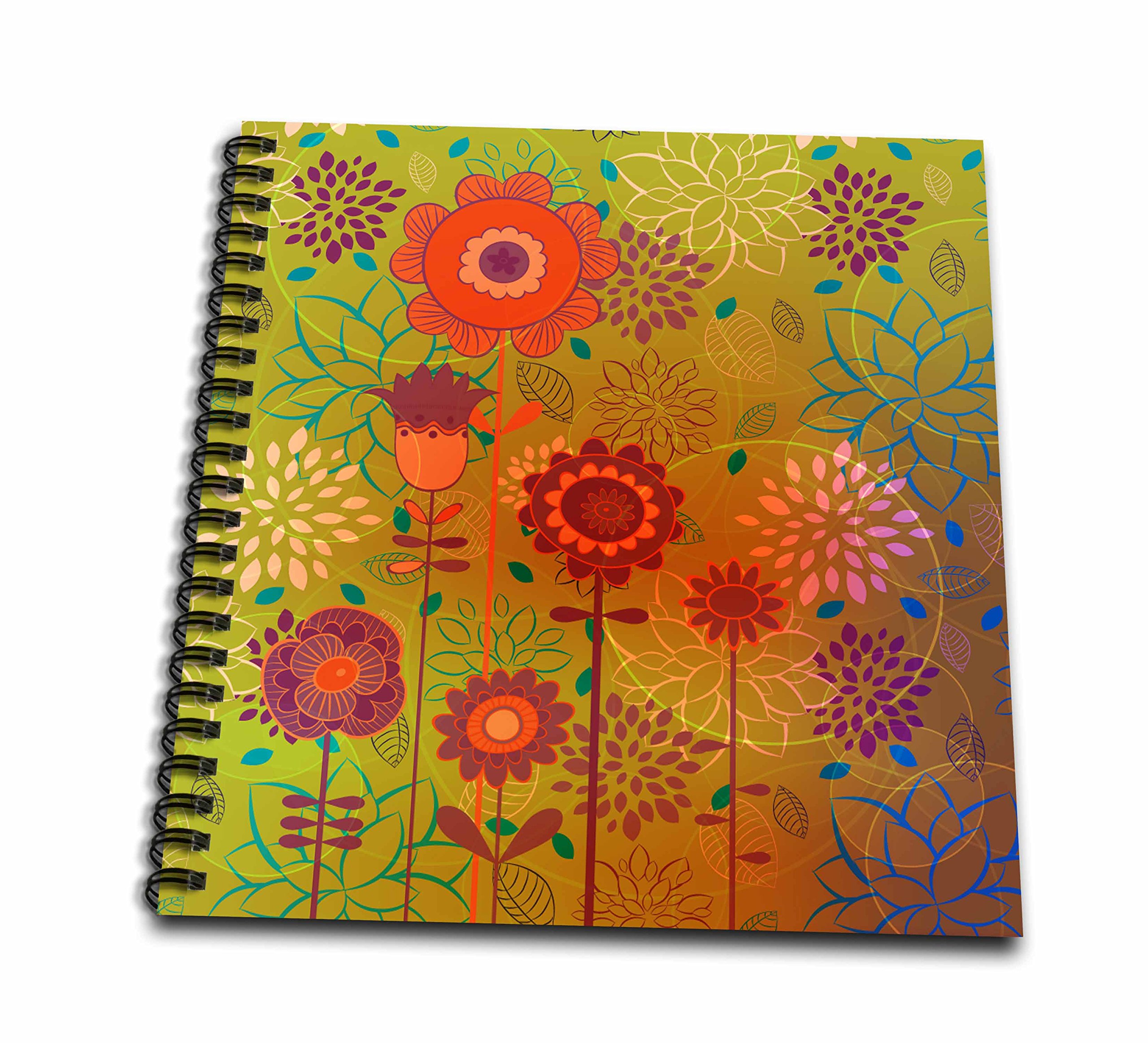 3dRose Modern Boho Chic Colourful Flowers and Blossoms Nature Vector Design - Memory Book, 30cm by 30cm