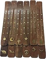 Vista 2 de Vrinda® Soporte de incienso de madera hecho a mano con diseño de incrustaciones surtidas, quemador de incienso, ideal para aromaterapia, meditación