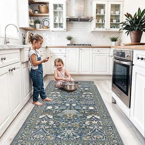 Miniatura 685 de Alfombra lavable para pasillo y de cocina, alfombra de entrada, vintage, suave para el suelo, alfombra antideslizante para interiores, para baño