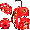 Disney Cars Lightning McQueen Carry-On Luggage with Wheels & Telescopic Handle for Kids 16”– 25L, Lightweight Travel Bag for Boys & Girls, Trips & Vacation Gifts