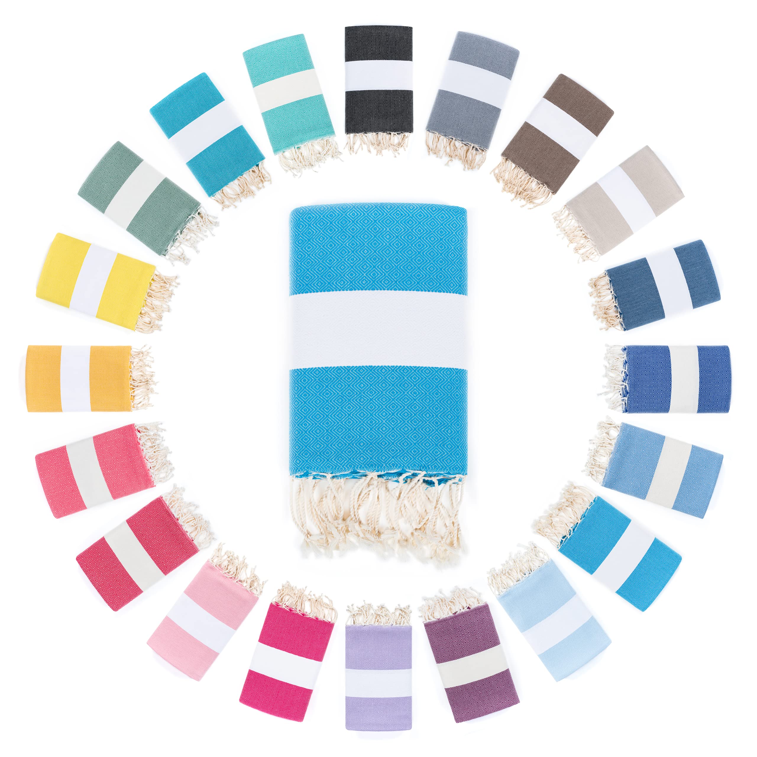 Darido Handmade Diamond Fouta Hammam Towel - XXL Sauna, Bath, & Beach Towel 100 x 200 cm - 100% Cotton - Lightweight, Soft & Absorbent - Multiuse & practical