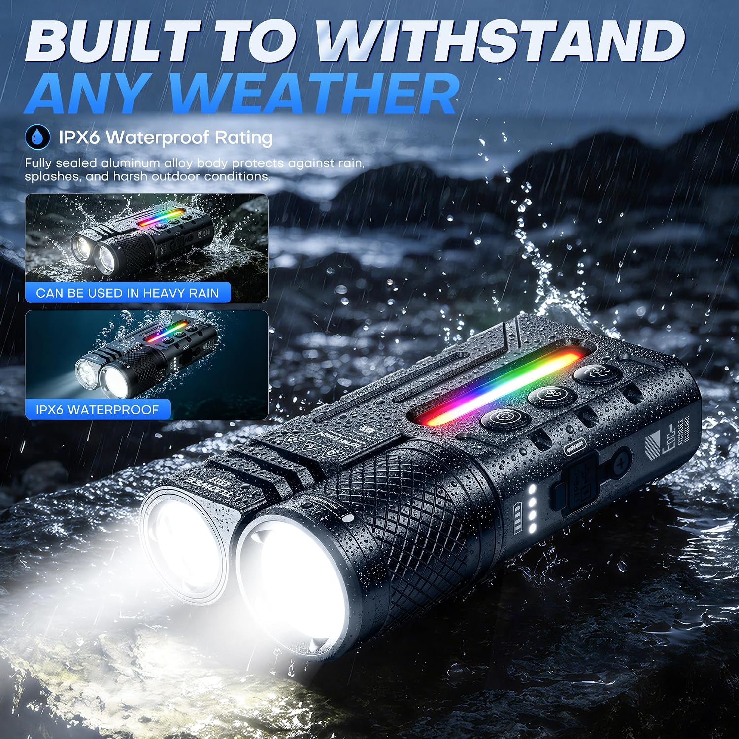 EDC Flat Flashlight,3500 Lumens Super Bright Compact LED Flashlights with 55 Modes,Magnetic Base,Spotlight Floodlight,IPX6 Waterproof,Pocket Flash Light with Clip for Home,Camping, Emergency