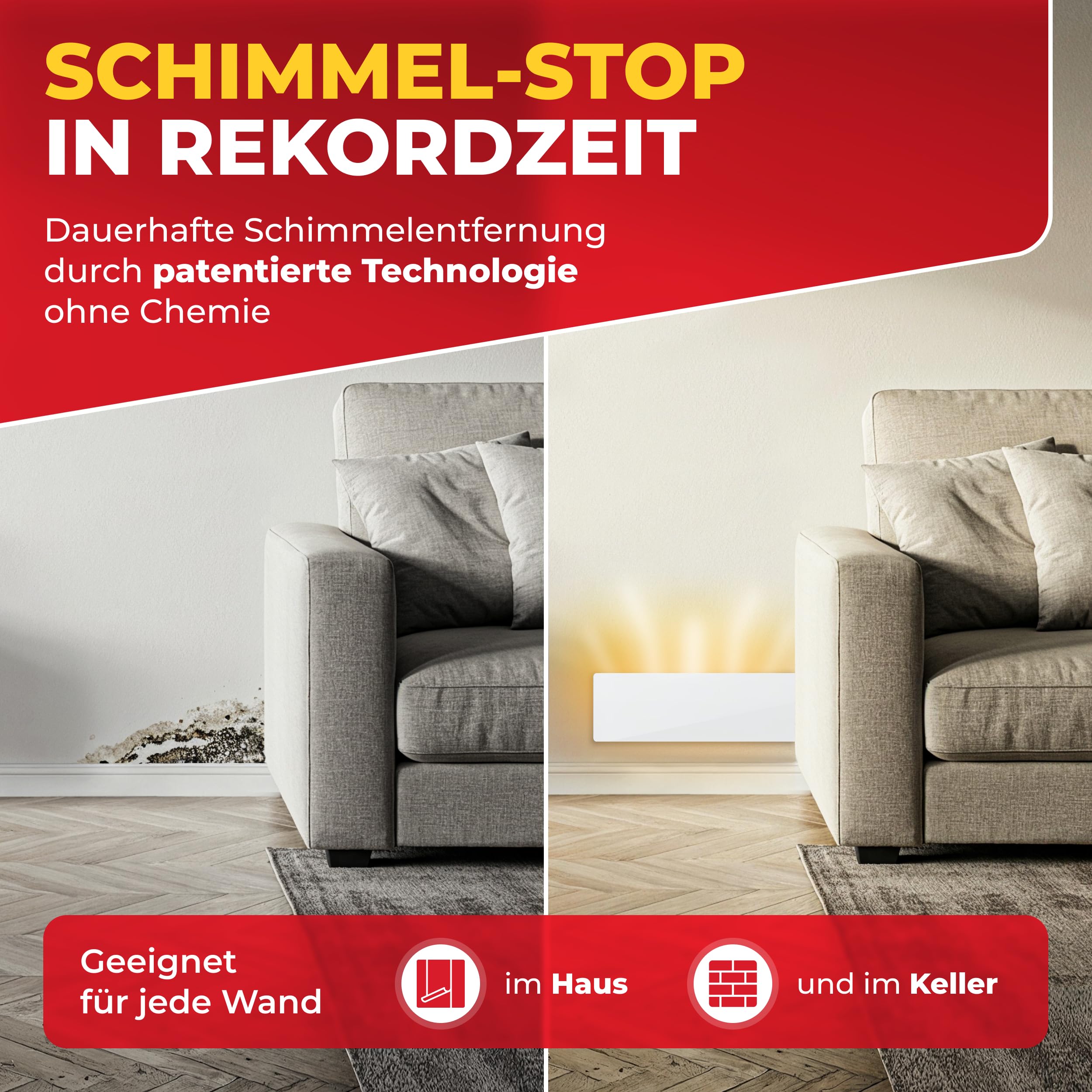 Schimmelentferner Wand & Schimmelentferner Bad - die Heizung ohne Chemie - Wirksame Alternative zum Schimmelspray - Anti Schimmel Mittel für jeden Raum (2er Set)