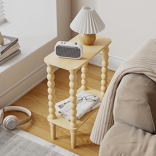 Miniatura 11 de Mesa auxiliar, mesa auxiliar pequeña con estante de almacenamiento, mesas de centro pequeñas de 3 niveles para sala de estar, dormitorio, espacios