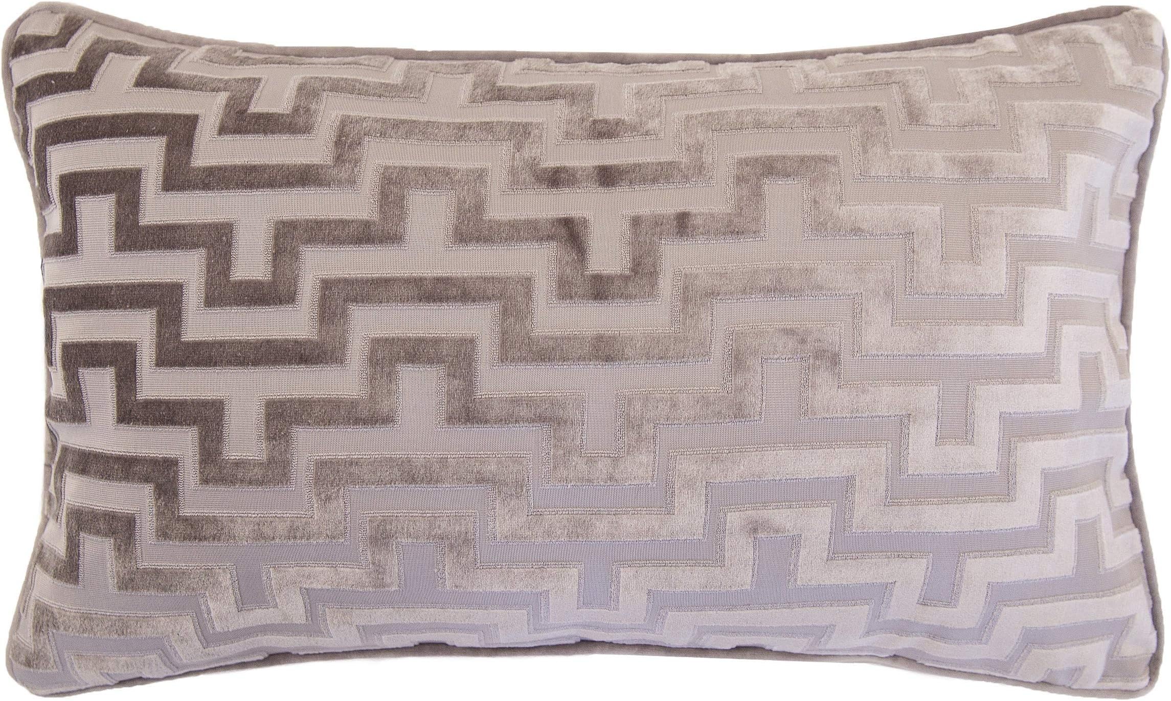 Homey Cozy Modern Velvet Maze Throw Pillow Cover 12"x20" Beige 65180-2-1220