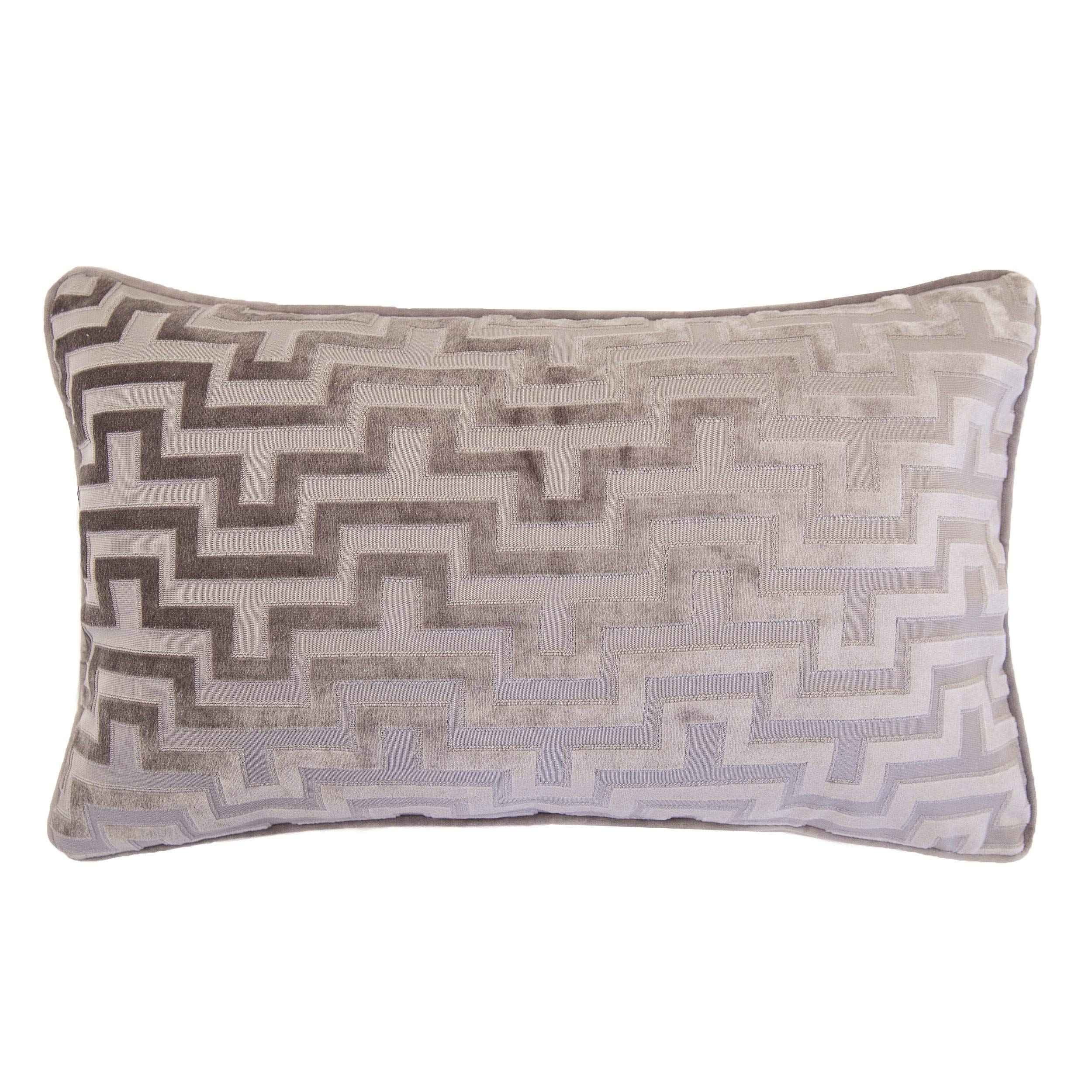 Homey Cozy Modern Velvet Maze Throw Pillow Cover 12"x20" Beige 65180-2-1220