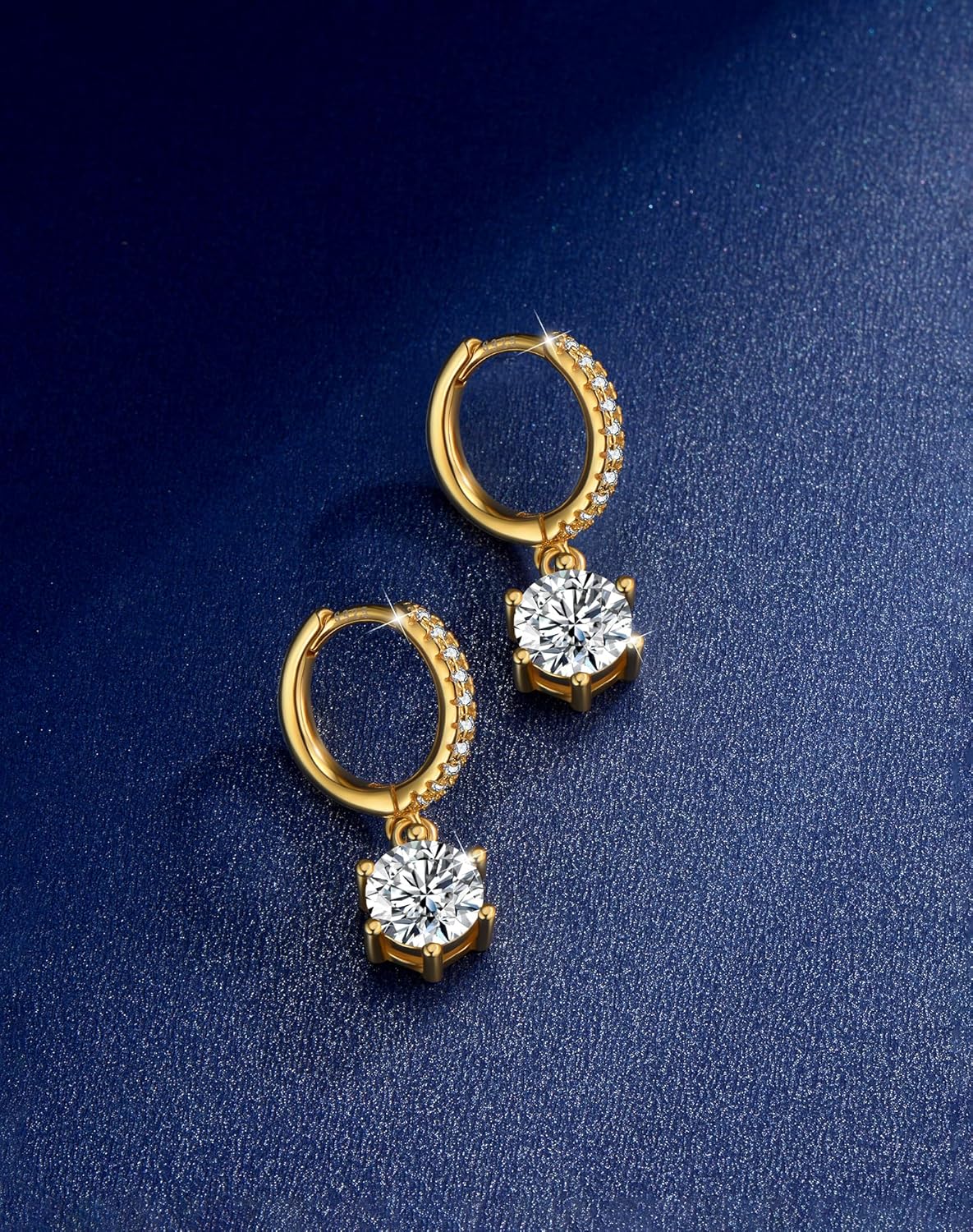 2-2.4ct Moissanite Hoop Earrings for Women - D Color VVS1 Clarity Solid 925 Sterling Silver 18K Gold Plated Jewelry - Lab Created Diamond Mens Gifts - Image 2