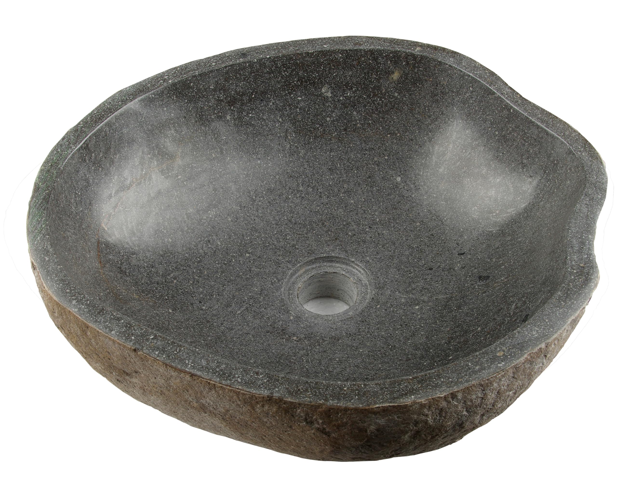Naturstein Hand-Waschbecken Aufsatzwaschbecken Vulkanstein Andesit Findling grau 40 x (10-12) x 40 cm, Gewicht: 15-20 kg