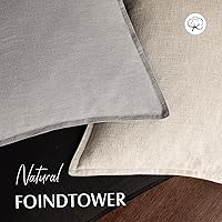 Vista 55 de Foindtower Paquete de 2 fundas de almohada decorativas de lino y liso, funda de cojín decorativa suave, estilo bohemio campestre para silla, sofá