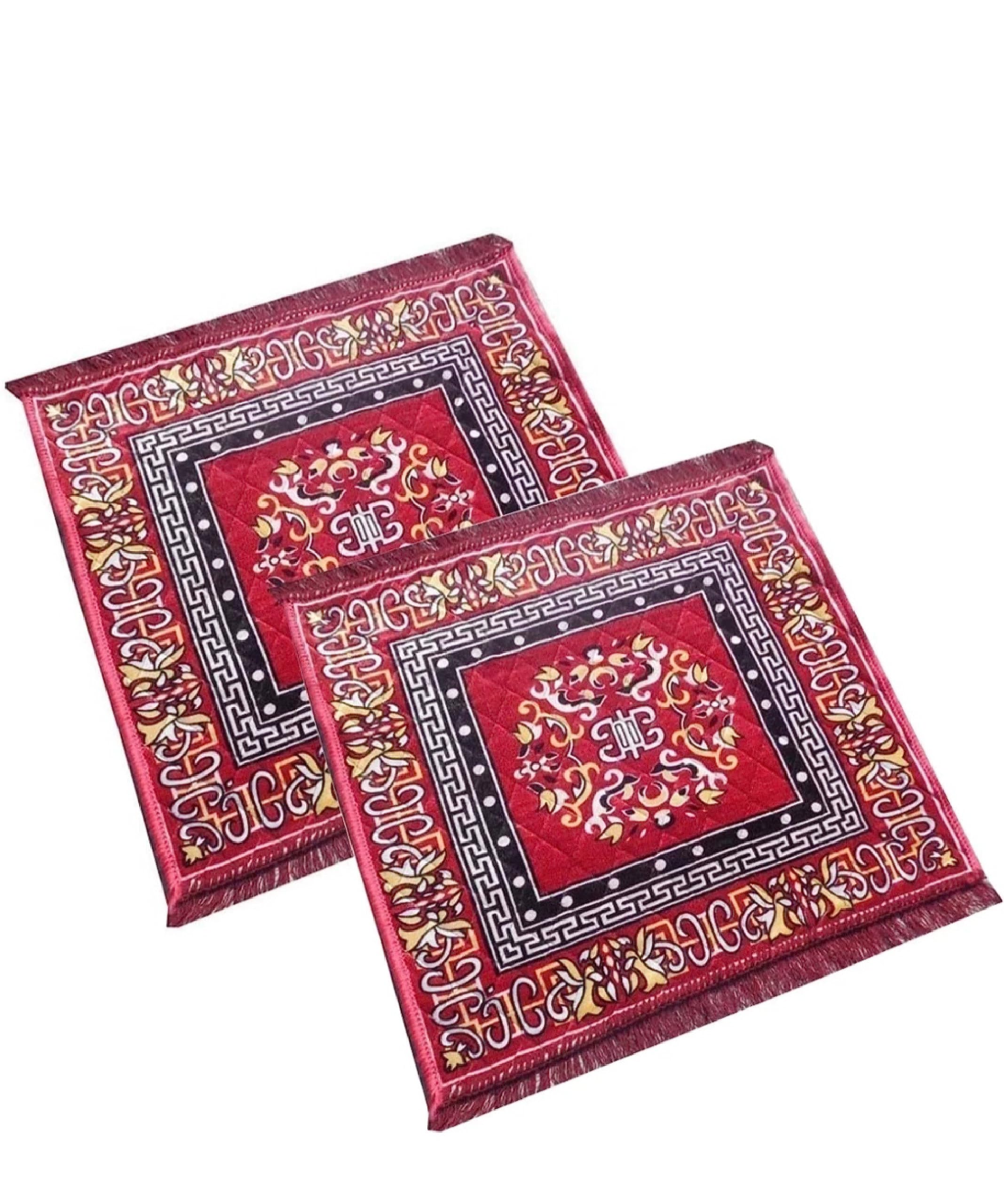 Pooja Aasan Floor Mat for Prayer and Meditation Sitting Multipurpose Mat, Asana for Puja for Sitting (Pack of 2, Red)-image-47