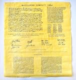 Our Amendments - Mayflower Compact 1620, Antiqued Parchment Replica Document (14"x16"), Ribbon-tied and in hard collectors tube