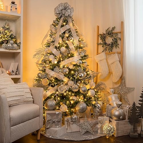 Miniatura 8 de XmasExp Adornos de bola de Navidad gigantes plateados, de plástico, inastillables, decorativos, colgantes, bola de mercurio, adornos para decoración