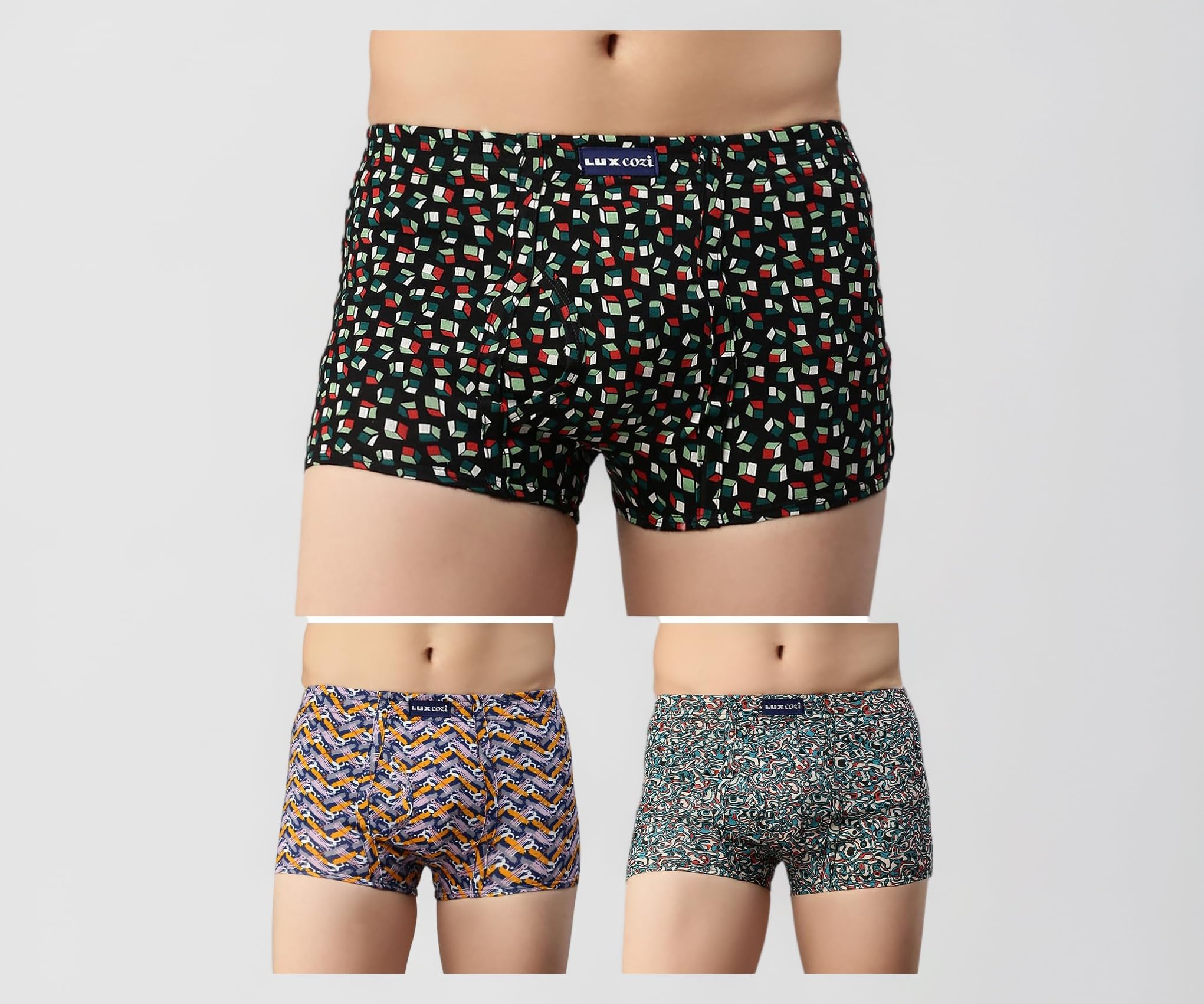 Mens 100% Cotton Printed Mini Trunk | Printed Mini Trunk for Men | Color and Print May Vary | Mini Trunk for Men Pack of 3