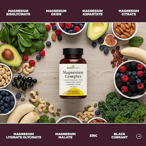 Miniatura 5 de Suplemento de complejo de magnesio 6 en 1 | Cápsulas para mujeres y hombres | Glicinato, citrato, malato, óxido, aspartato, lisinato glicinato y