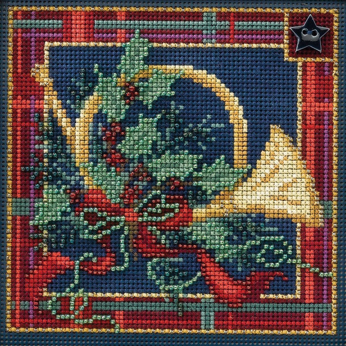 French Horn Beaded Counted Cross Stitch Kit MH144306 Mill Hill Buttons & Beads 2014 Winter