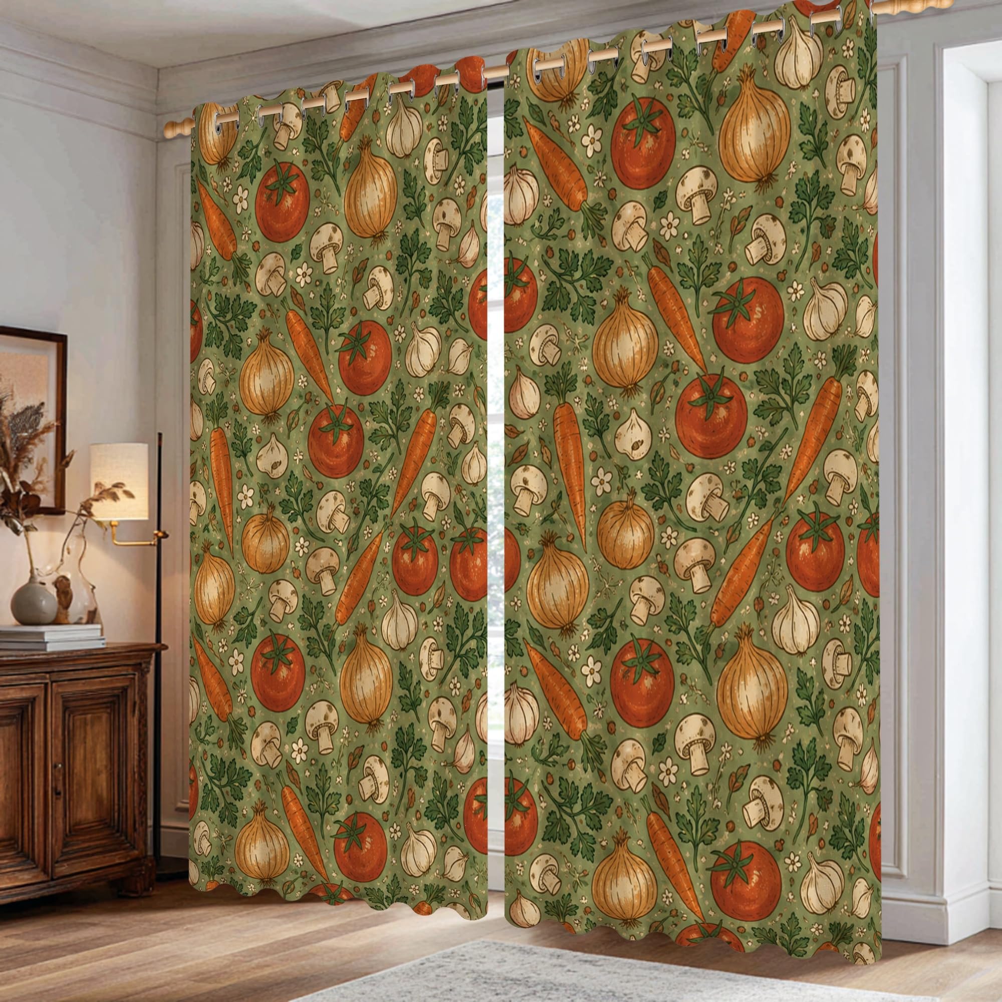 Rideaux occultants thermiques motif récolte pour isoler le salon