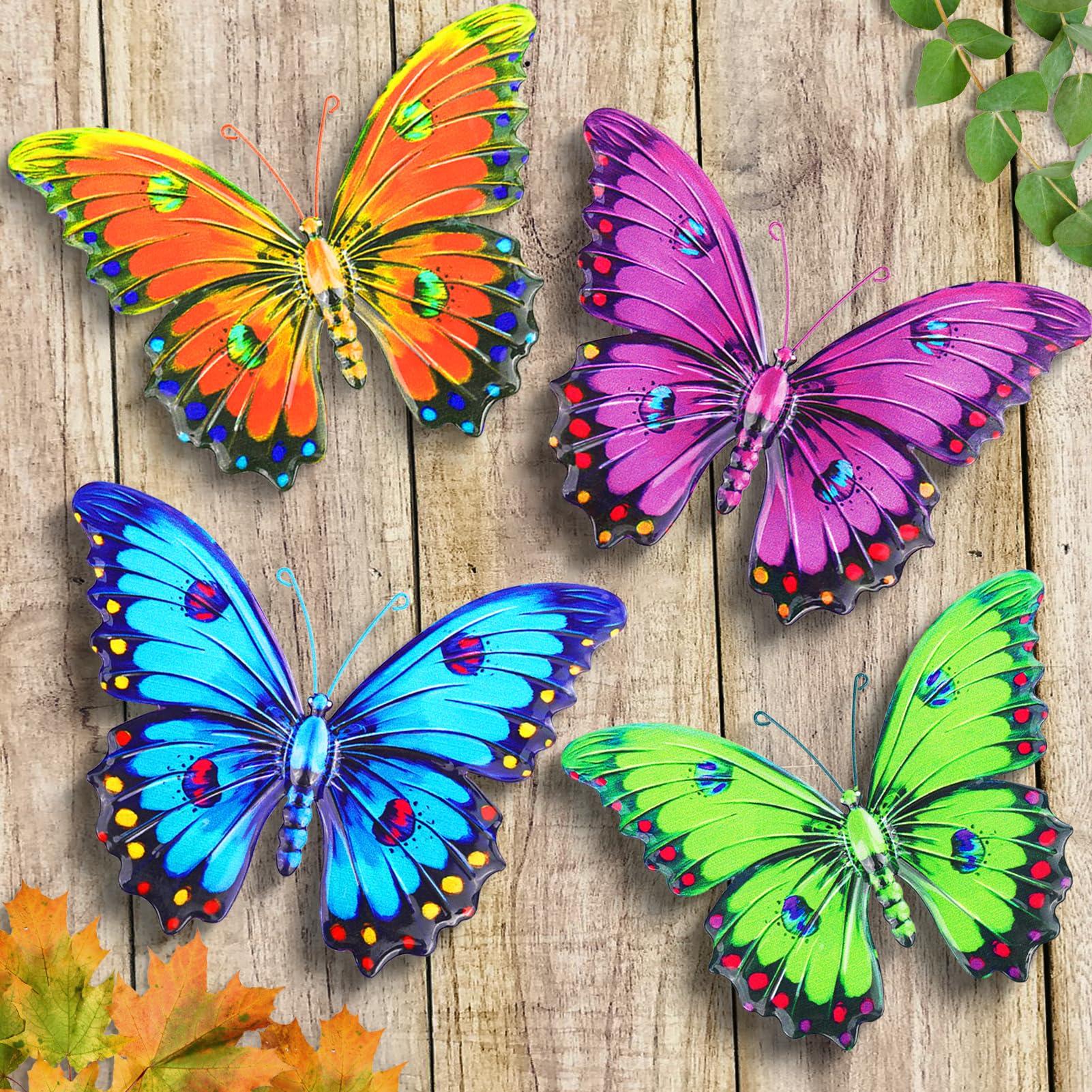 ULENDIS Metal Butterfly Wall Decor, 9.6" 3D Outdoor Fence Wall Art Decor, Hanging Decoration for Garden Backyard Living Room Balcony Patio Indoor,