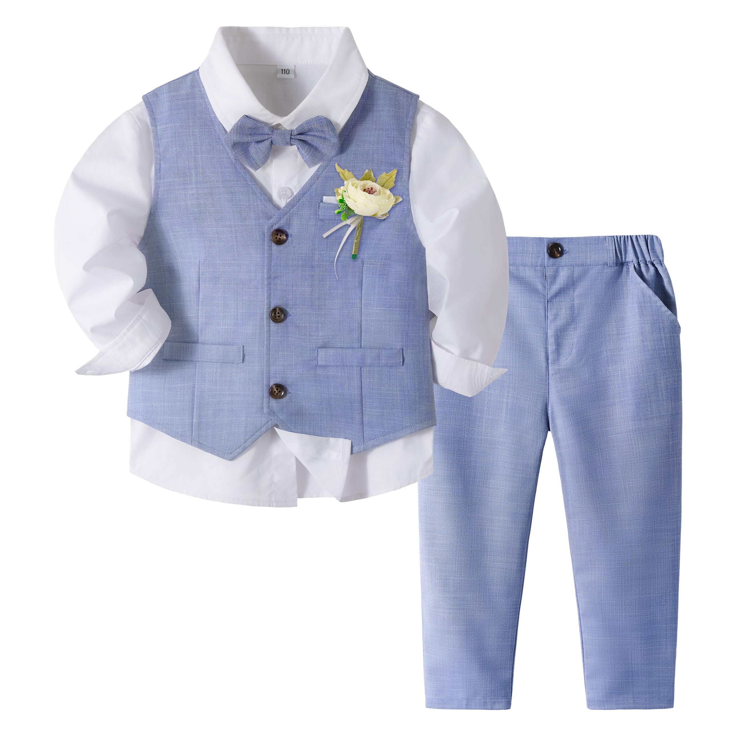 Volunboy Baby Jungen Anzug, Kinder Anzugweste Festliche Hochzeit Kleidung Bekleidung Set 4tlg