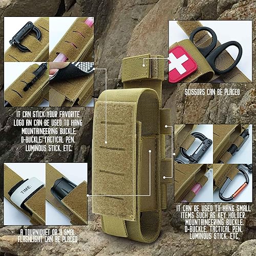 Miniatura 5 de Bolsa de torniquete Molle 1000D de corte láser de 2 piezas, funda táctica médica para torniquete