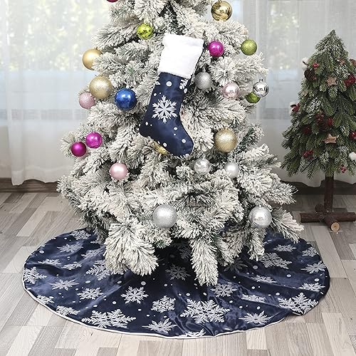 Miniatura 70 de Pie de árbol de Navidad FLASH WORLD, con estampado de nieve (color blanco, 36 pulgadas)