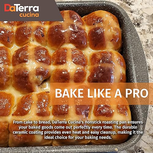 Miniatura 6 de DaTerra Cucina Sartén antiadherente para asar y lasaña: 16 x 12 x 3 pulgadas, revestimiento de cerámica, apta para horno y estufa hasta 600 °F, base