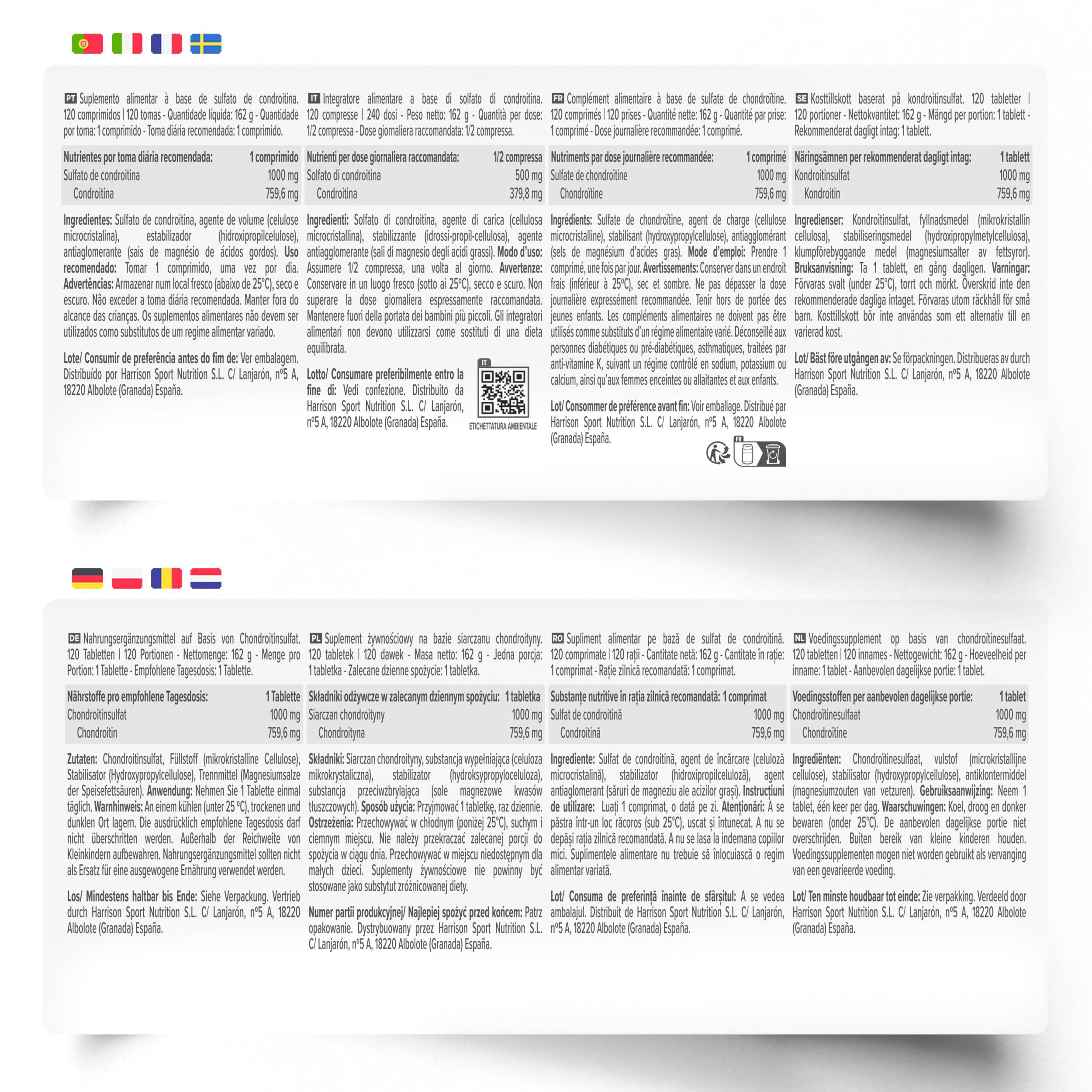 HSN HSN Solfato di condroitina | Per i dolori articolari, potente anti-infiammatorio 120 compresse - 200 ml