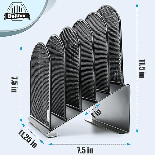 Miniatura 3 de Paquete de 2 organizadores de archivos de escritorio inclinados, soporte para carpetas de archivos de escritorio de 5 ranuras, organizador de