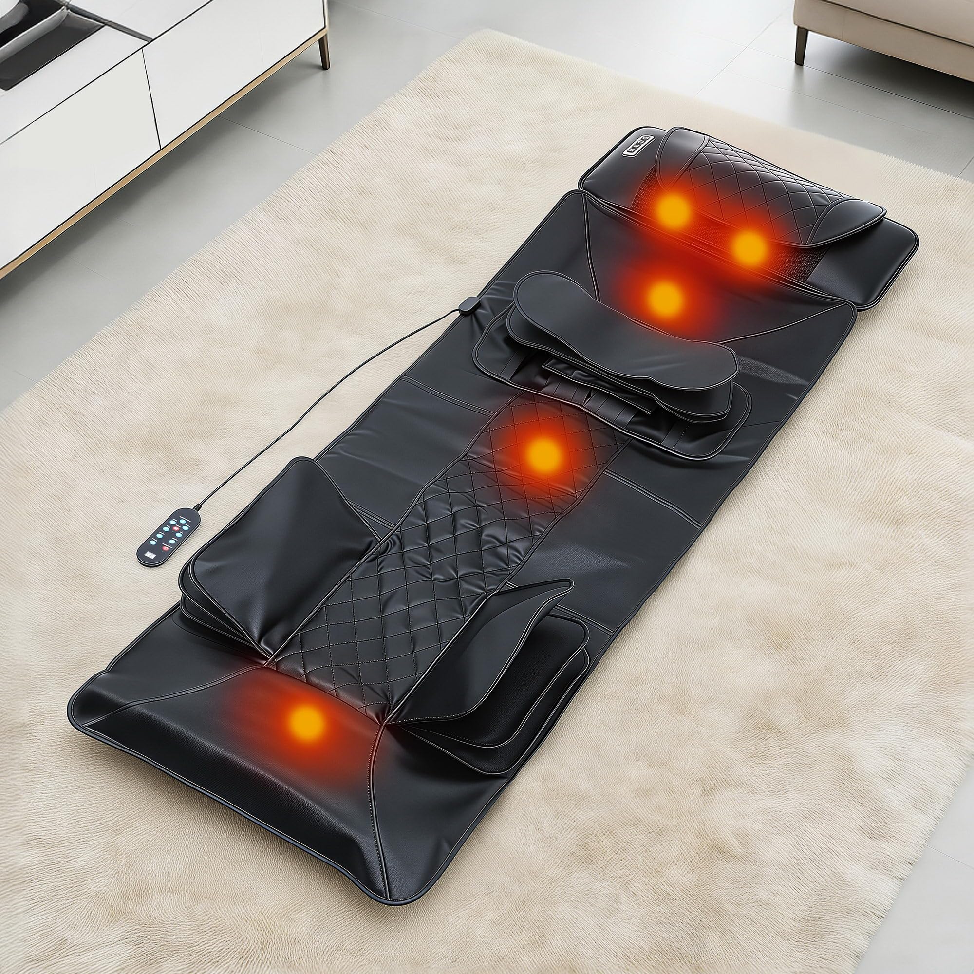 Livemor Massage Mat Heated Kneading Neck Massager Lumbar Airbag Stretch