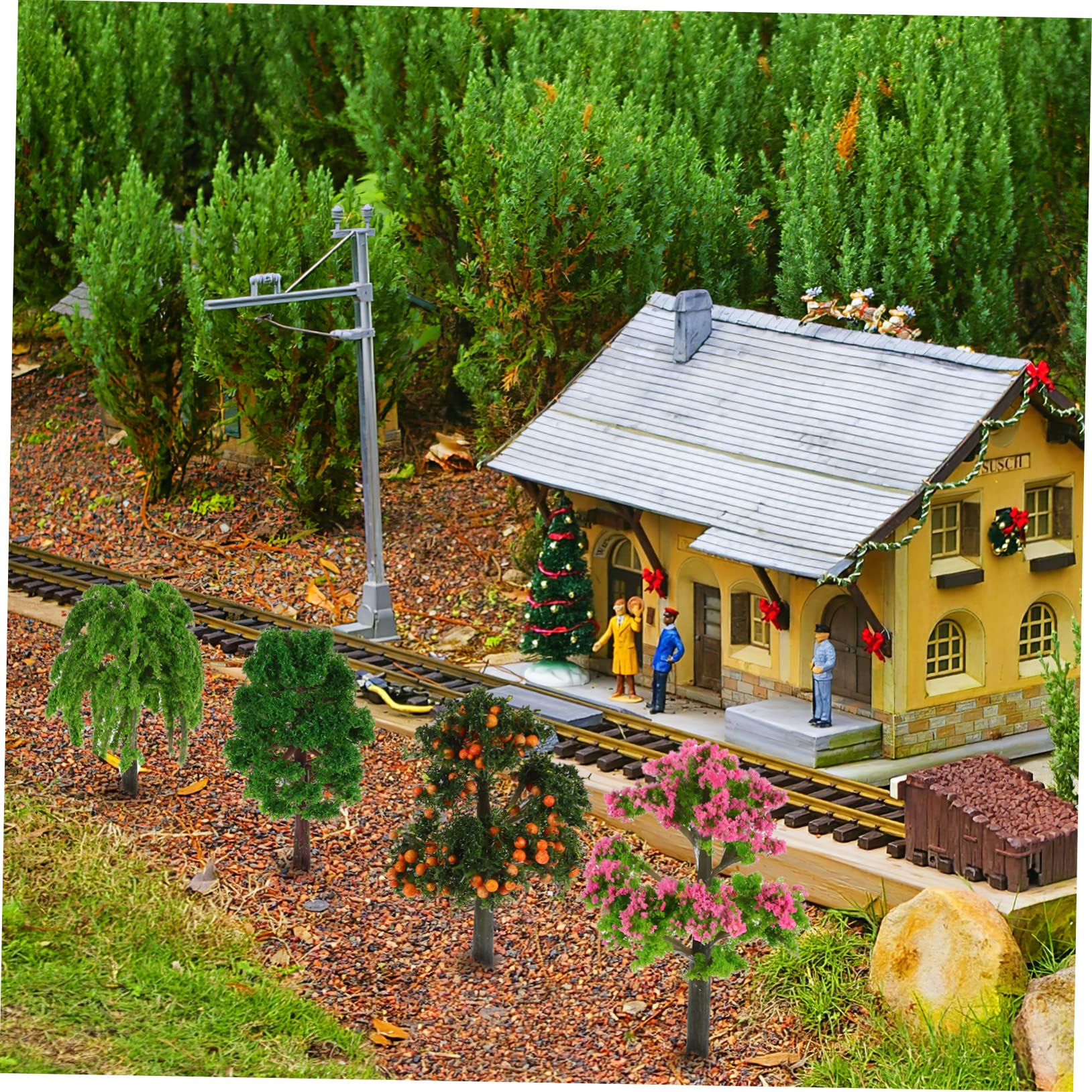 Cabilock 60 Piezas Árbol arboles para maquetas Decor arbol frutal Falso Tren paisajes arboles Adornos de terrario Mini arboles para Manualidades arboles en Miniatura para Jardin el plastico