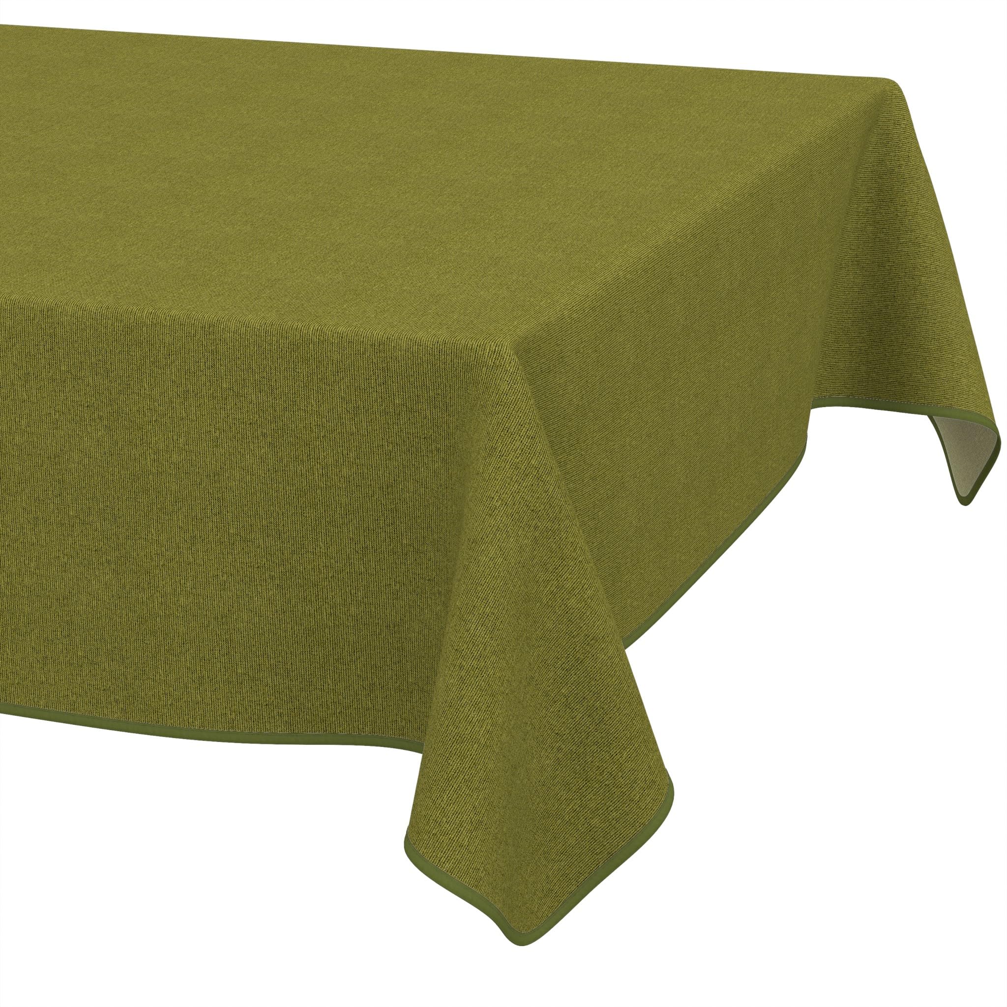 ANRO Washable Tablecloth Olive Green Linen Look Rectangular 160 x 140 cm - Garden Tablecloth Indoor Outdoor Water-Repellent Dirt-Repellent Easy Care with Hem