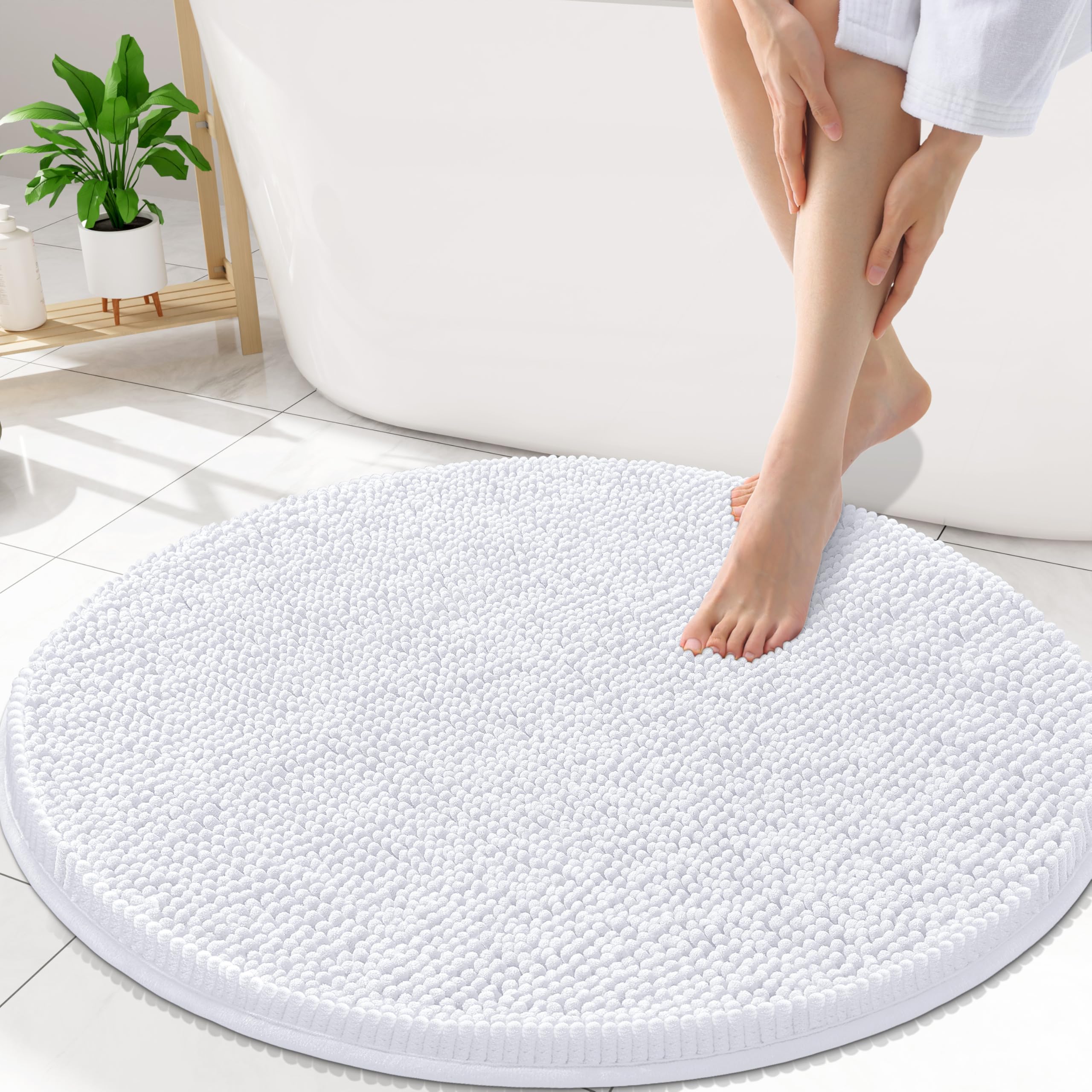Smiry Round Bathroom Rugs 30X30, Chenille Extra Soft Absorbent Bath Mat