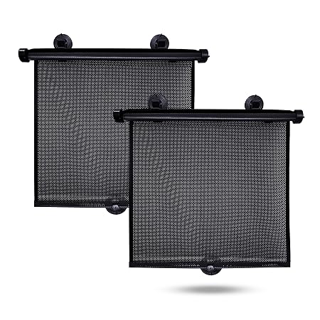 EcoNour Car Side Window Sun Shade (2 Pack) | Retractable Roller Sunshade for Kids | Baby Car Window Shades for UV and Sun Glare Protection | Baby Travel Accessories (15"x17")