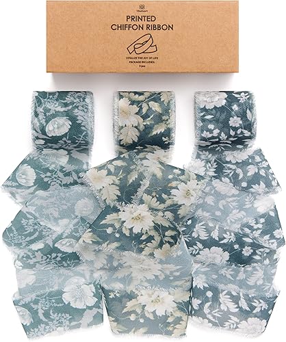 Miniatura 8 de Vitalizart Cinta de Gasa Naranja Tipo Seda de 1 1/2 Pulgada Cinta Impresa Deshilachada para Envolver Regalos Invitaciones de Boda Ramos de Flores