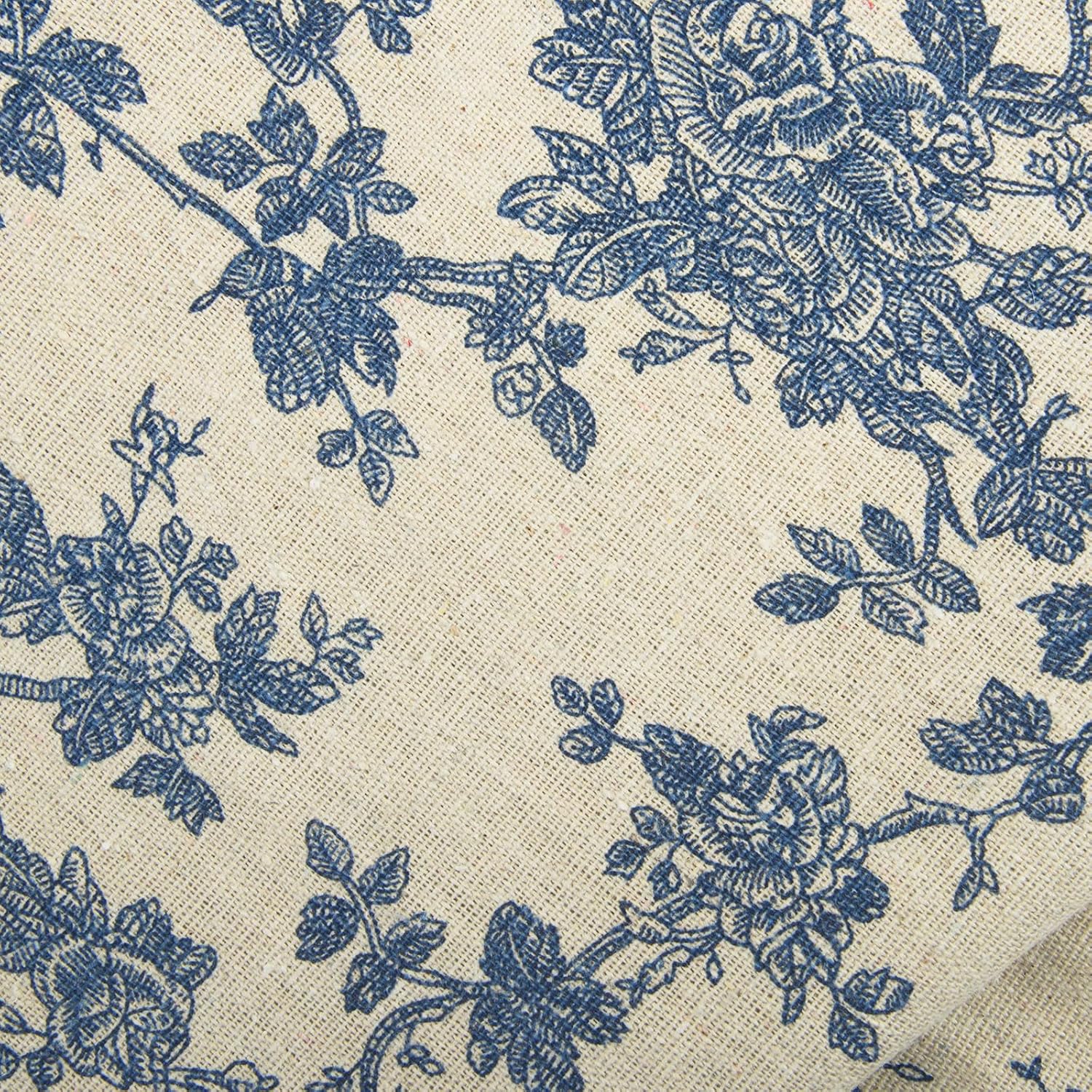 Linen Floral Fabric by The Yard - Upholstery Fabric by The Yard Sewing Quilting Cloth 62 Inch Width for Chairs Sofas Tablecloth Curtains Reupholstery - 5 Yard