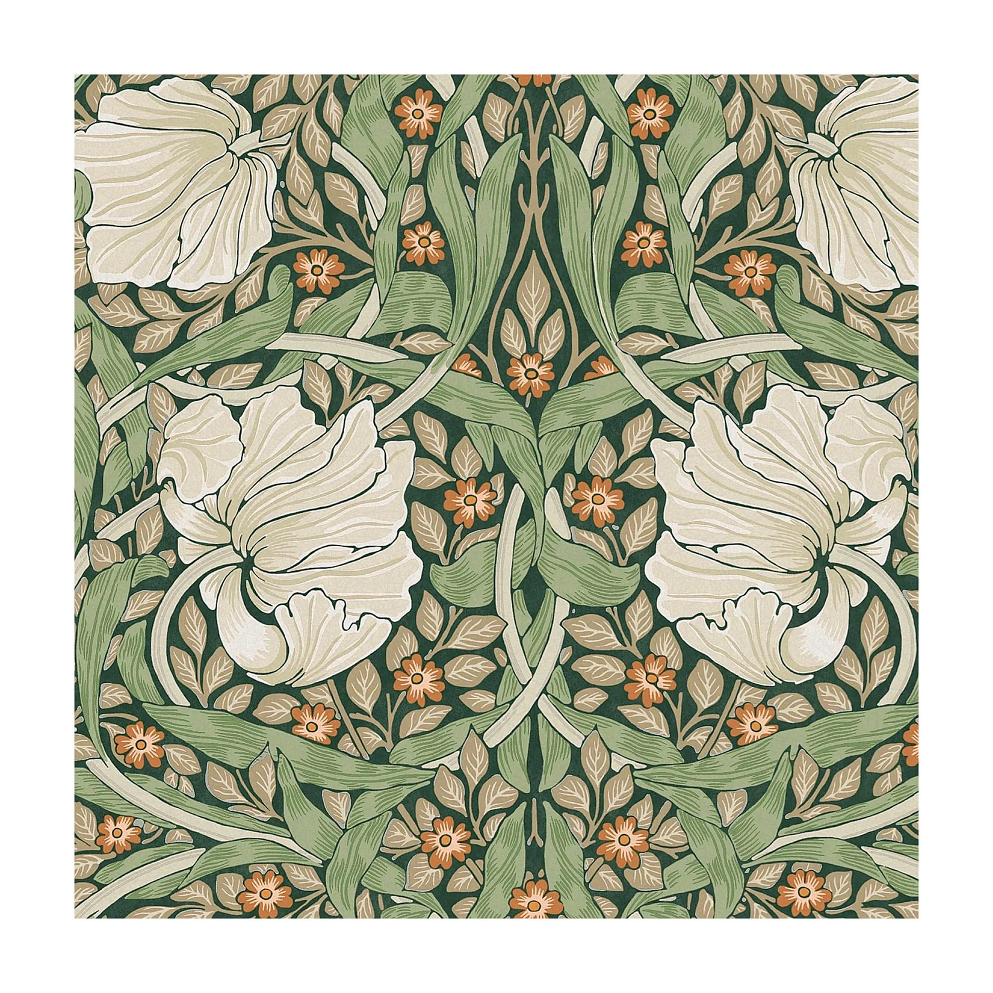 William Morris at Home Pimpernel Green Wallpaper | Paste the Wall | Green Floral | Eco-Friendly