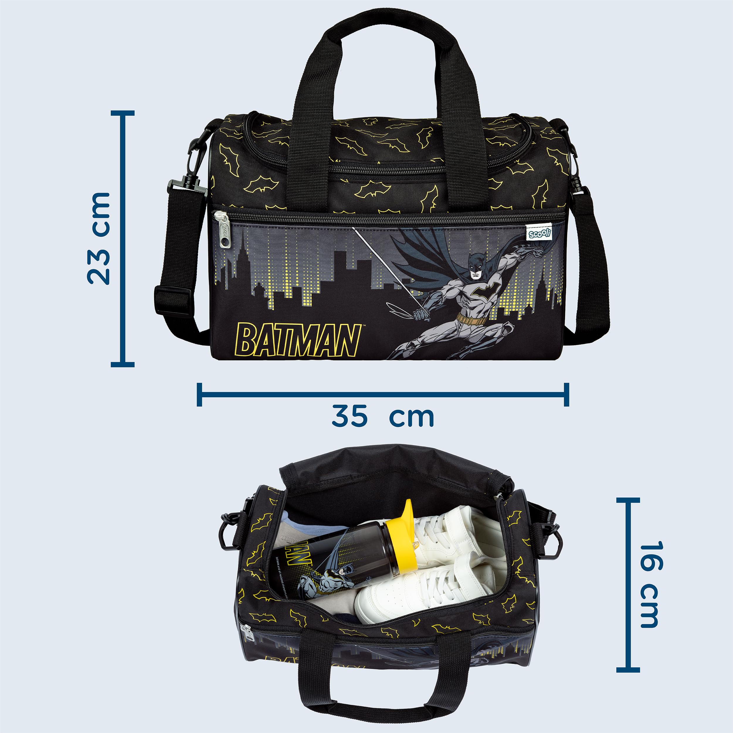 Scooli - Borsa sportiva per bambini - 23 x 35 x 16 cm - ampio scomparto principale - tracolla regolabile - accessori per la scuola - borsa a tracolla