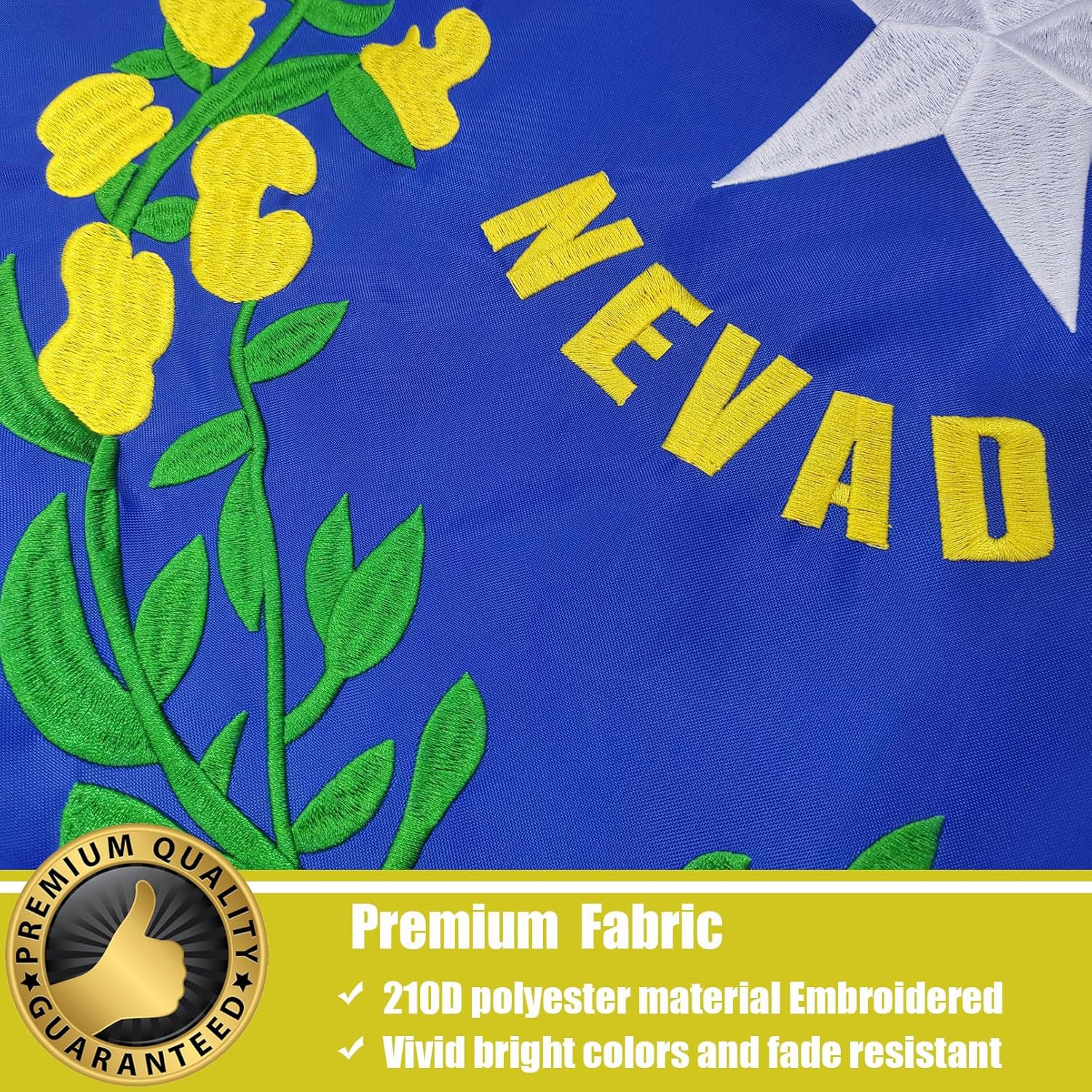 Nevada Flag Outdoor 3x5 Ft, Heavy Duty Embroidered Nevada State Flags, 210D Polyester 4 Rows Stitching NV State Flag with Brass Grommets for Outside
