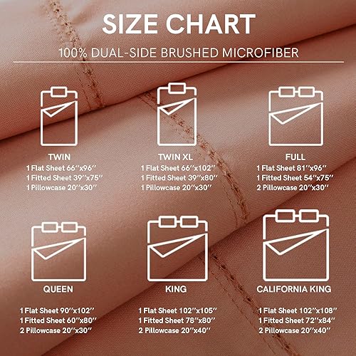Miniatura 7 de YNM Juego de sábanas de microfibra de alta calidad con dobladillo y práctico bolsillo lateral, incluye sábana encimera, sábana bajera y 2 fundas de