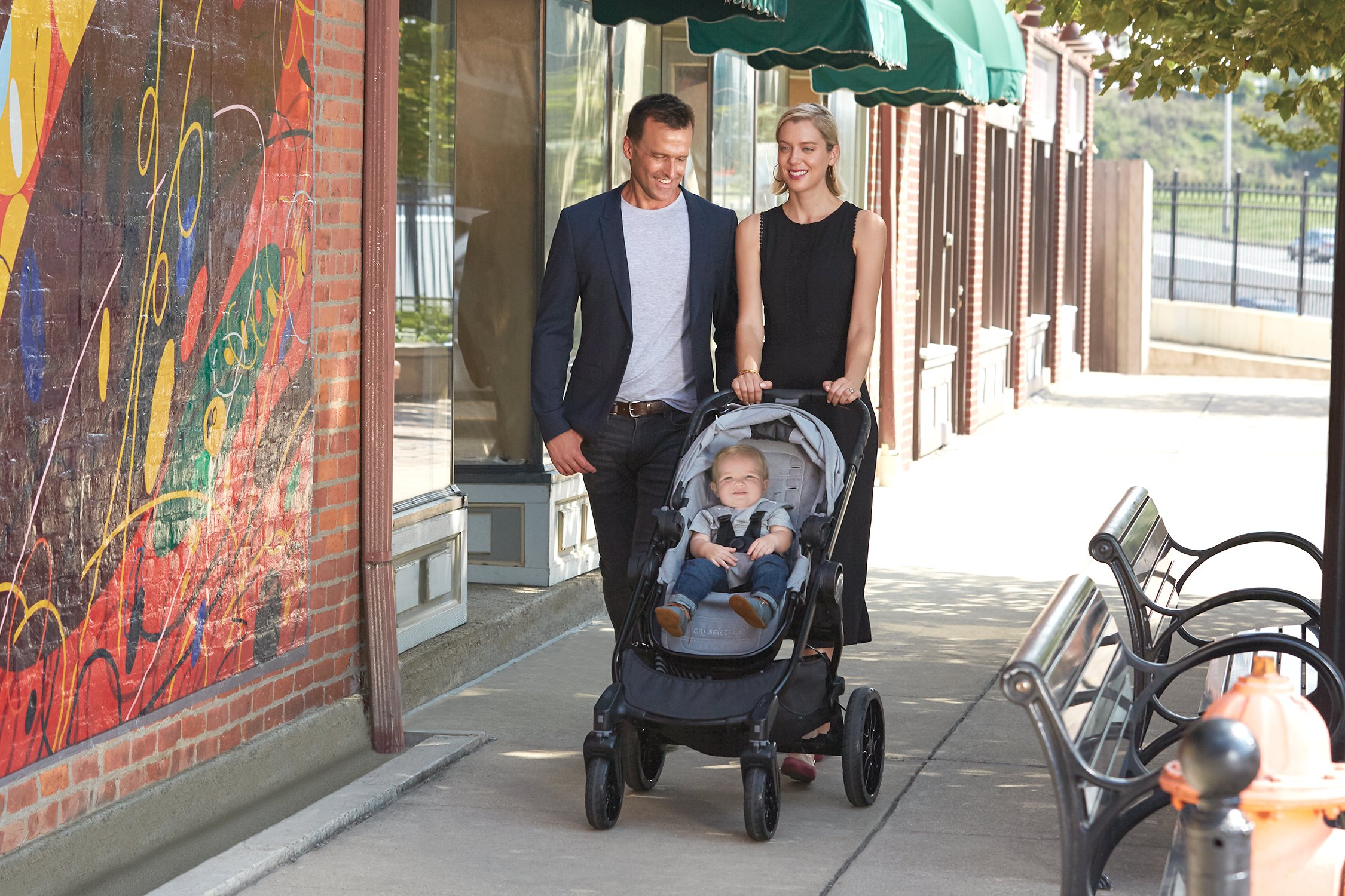 Baby Jogger City Select LUX Kinderwagen Granite (dunkelgrau) zusammenklappbar tragbar einfach bis doppelt
