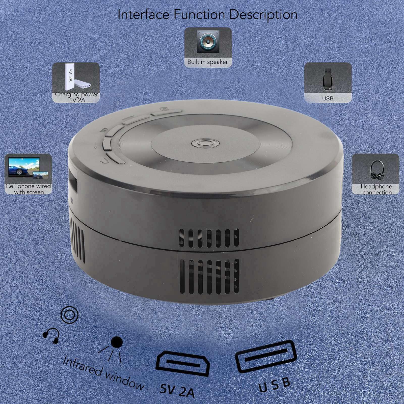 Mini Proiettore, Proiettore Cinematografico Portatile, Smart Phone Stesso Schermo Videoproiettore Home Theater per IOS e per Telefono Android, per Laptop, TV