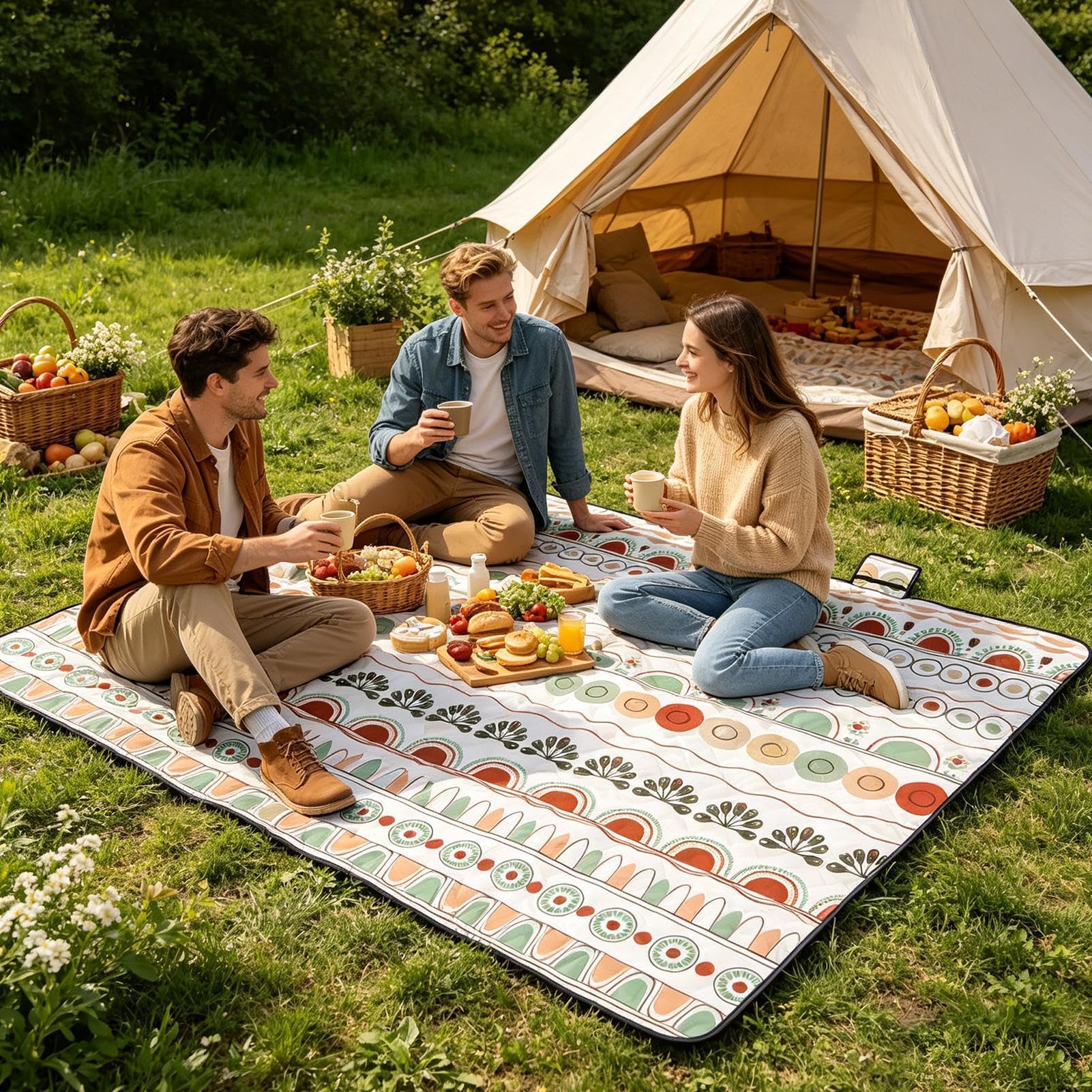 Grande Couverture De Pique-Nique Tapis Anti-Sable Portable 200 cm x 200 cm