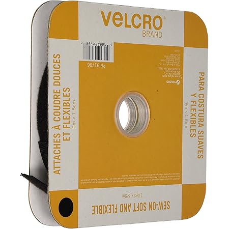 VELCRO Brand Sew On Soft and Flexible Tape for Alterations and Hemming | No Ironing or Gluing | Comfort Designed, Drapes with Fabric | Cut-to-Length Roll, 30ft x 5/8in, Black