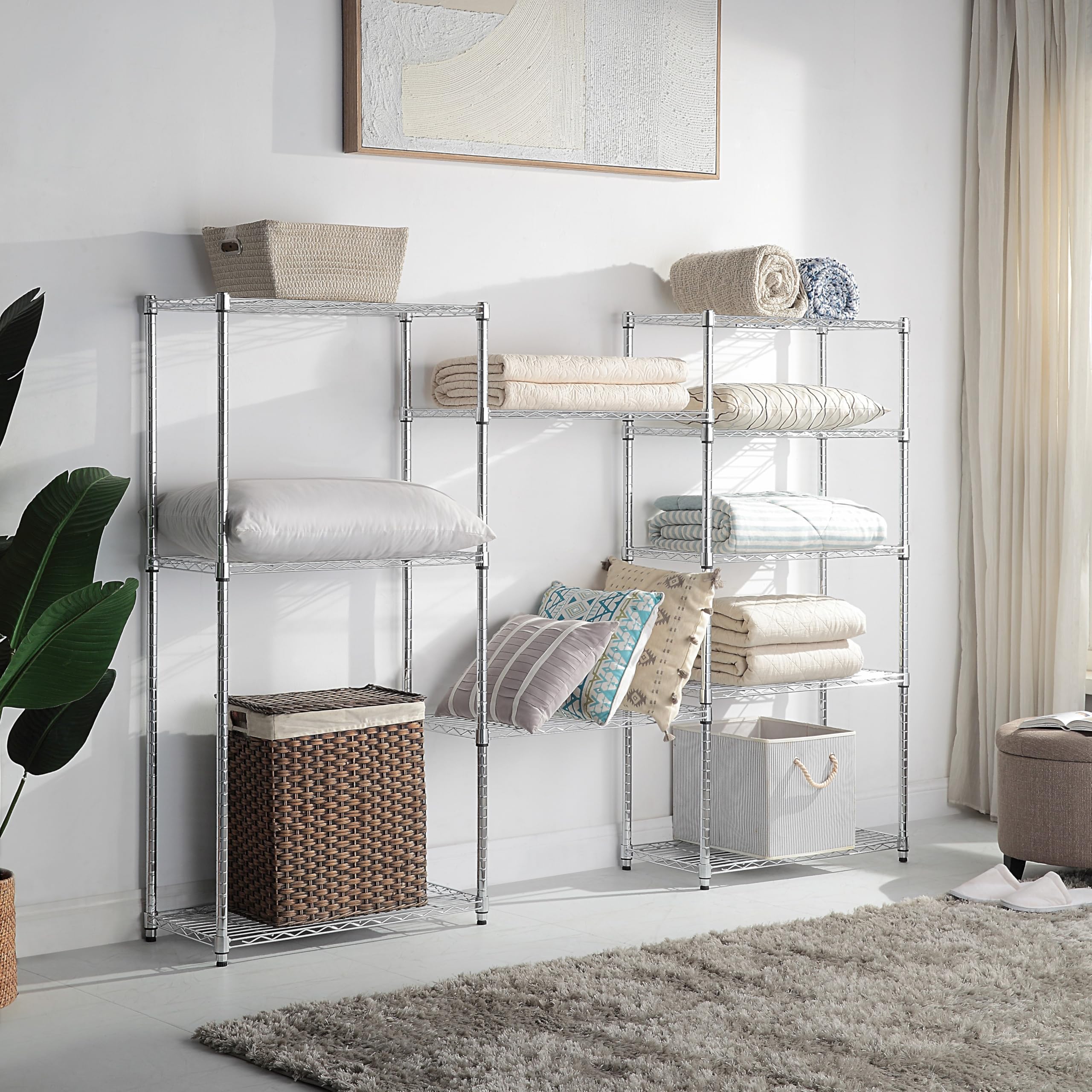 arredoplaza - Scaffale In Acciaio Cromato Robusto Resistente 4 Ripiani Regolabili 90x35x160 CM Per Casa Ufficio Garage Magazzino Portata 70Kg Design Moderno Funzionale Facile Da Montare