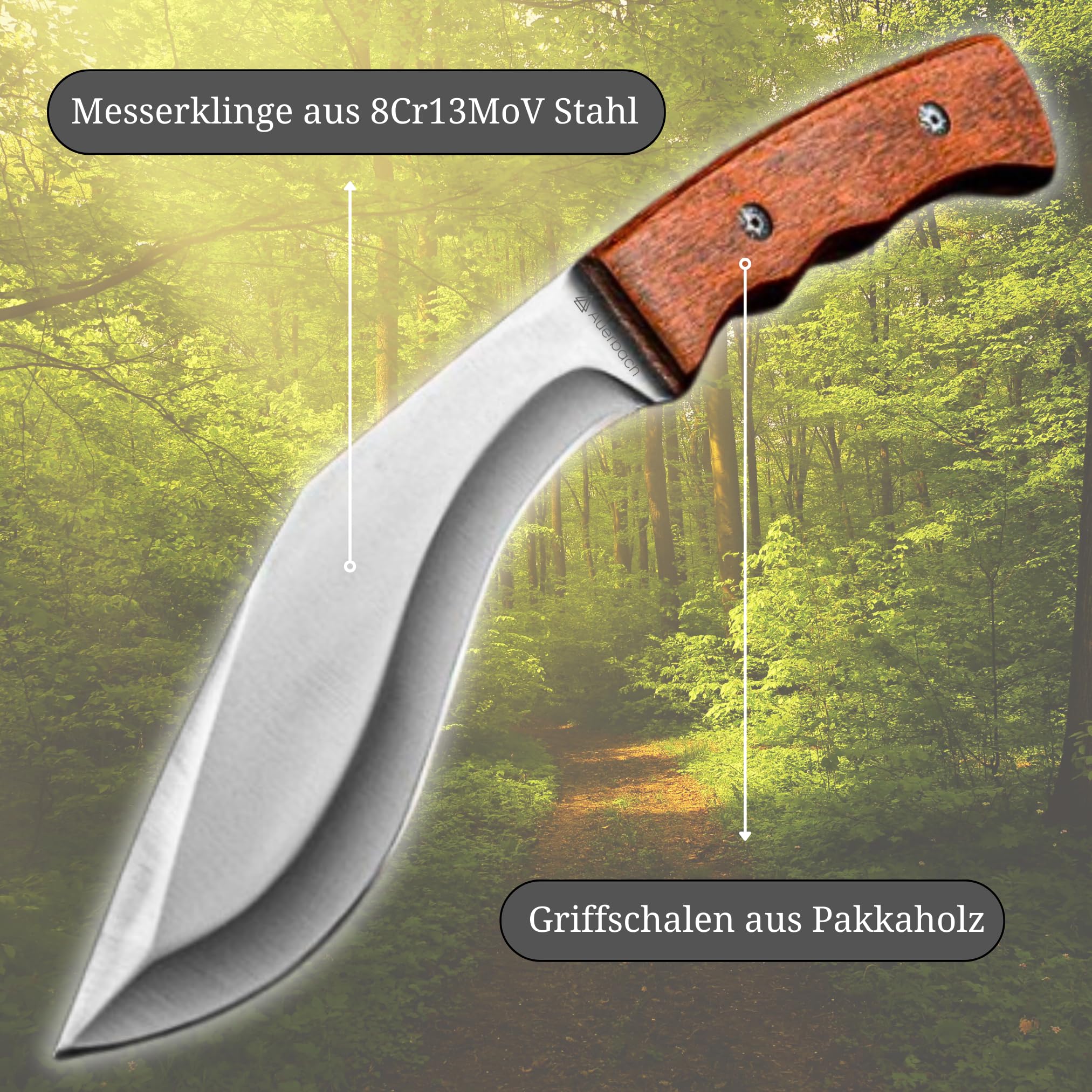 Auerbach Kukri Bruno | Full Tang Machete | Outdoor Messer | Survival Messer | Bushcraft Messer