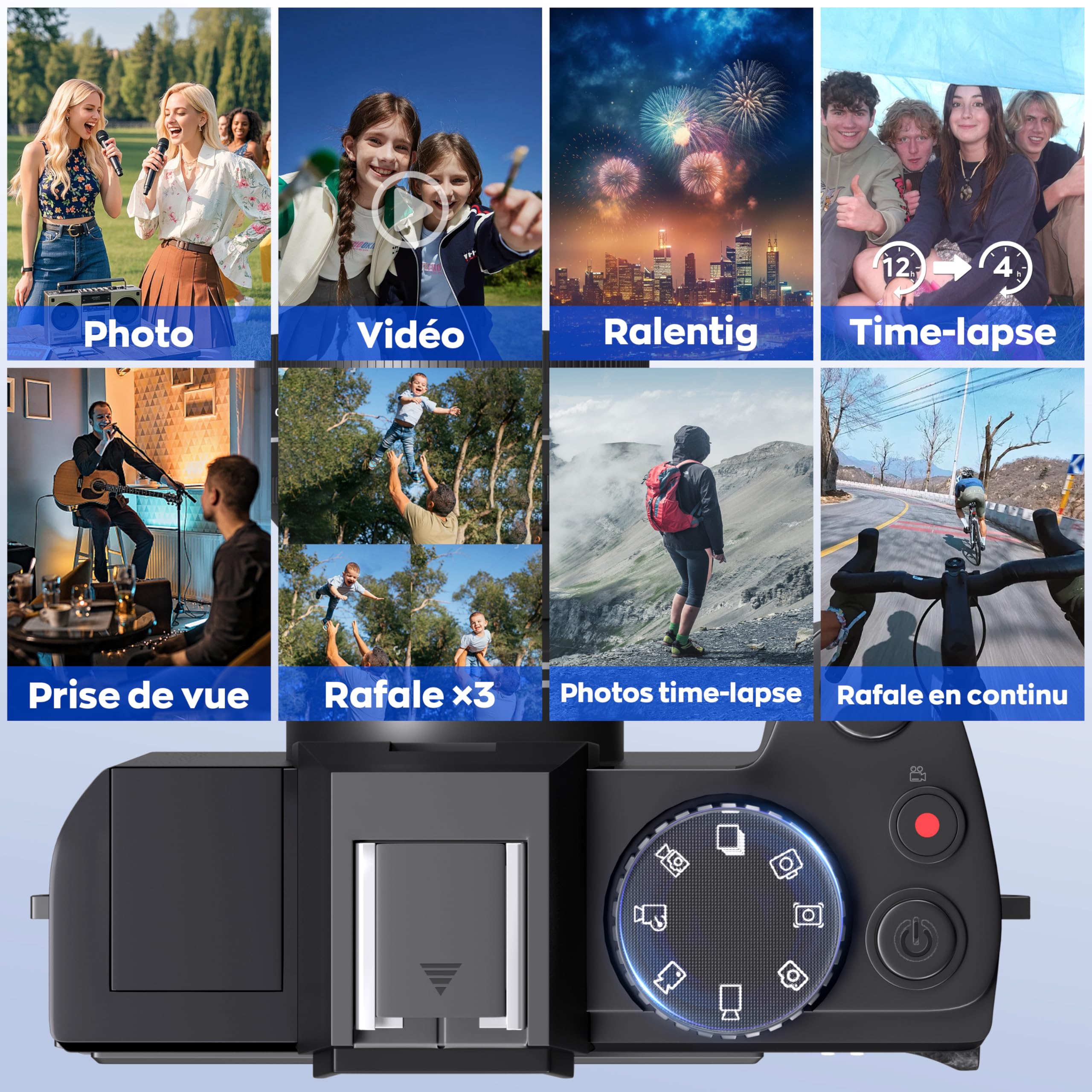 Appareil Photo Numérique 5K Ultra HD-64 MP Grand Angle, Écran orientable 180° 3 Pouces, Zoom numérique16x, Carte SD 32Go et 2 Batteries Li-ION, Léger et Portable pour Voyagexs et étudiants